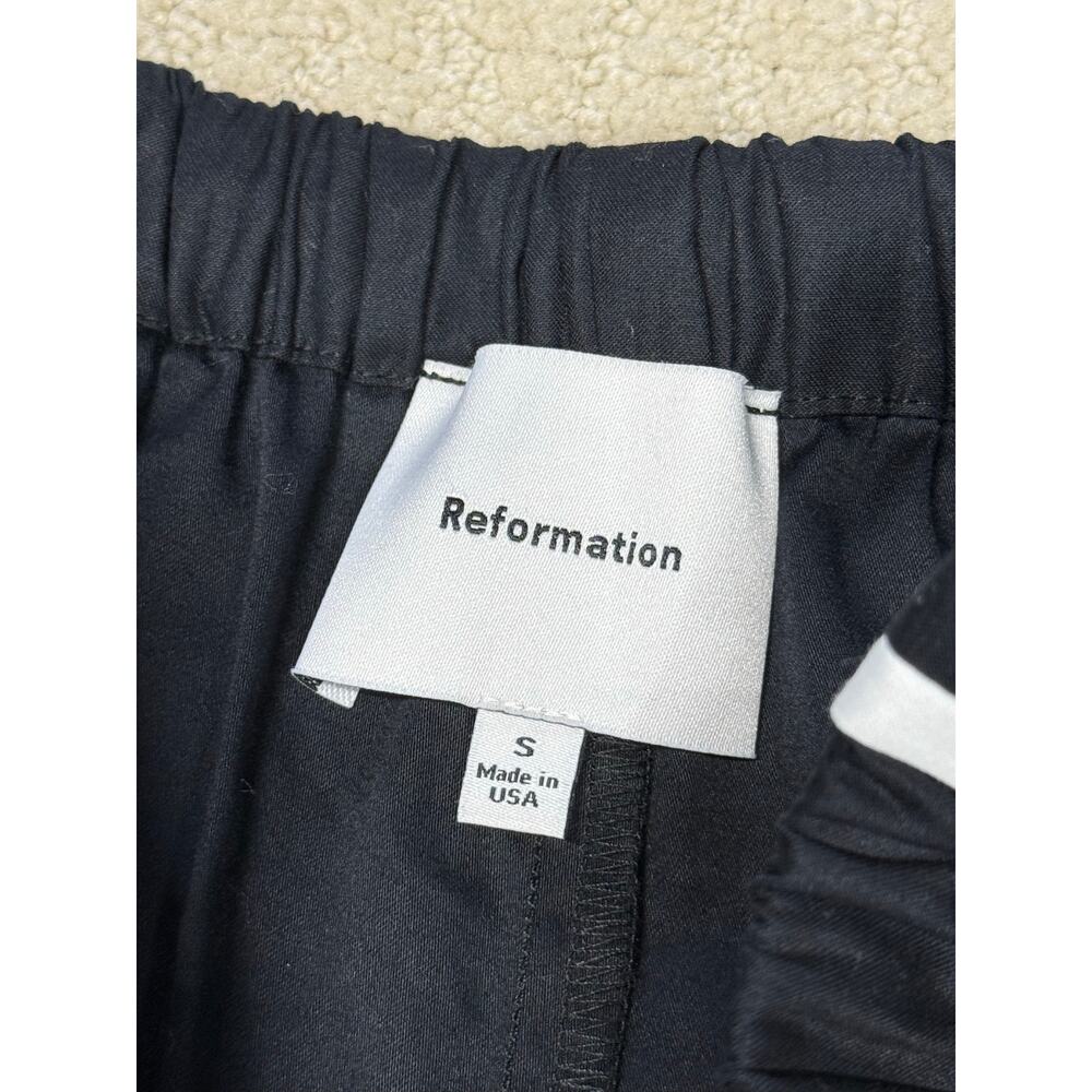 Reformation Julien Poplin Organic Wide Leg Track Pant Black White Stripe Small - Picture 5 of 11